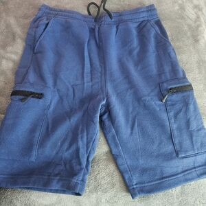 Navy Men's Cargo Shorts with Zipper Pockets